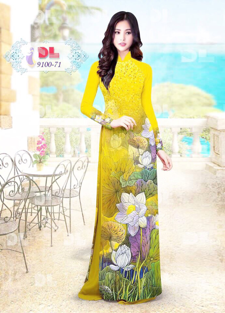 Áo dài truyền thống hoa sen AD6