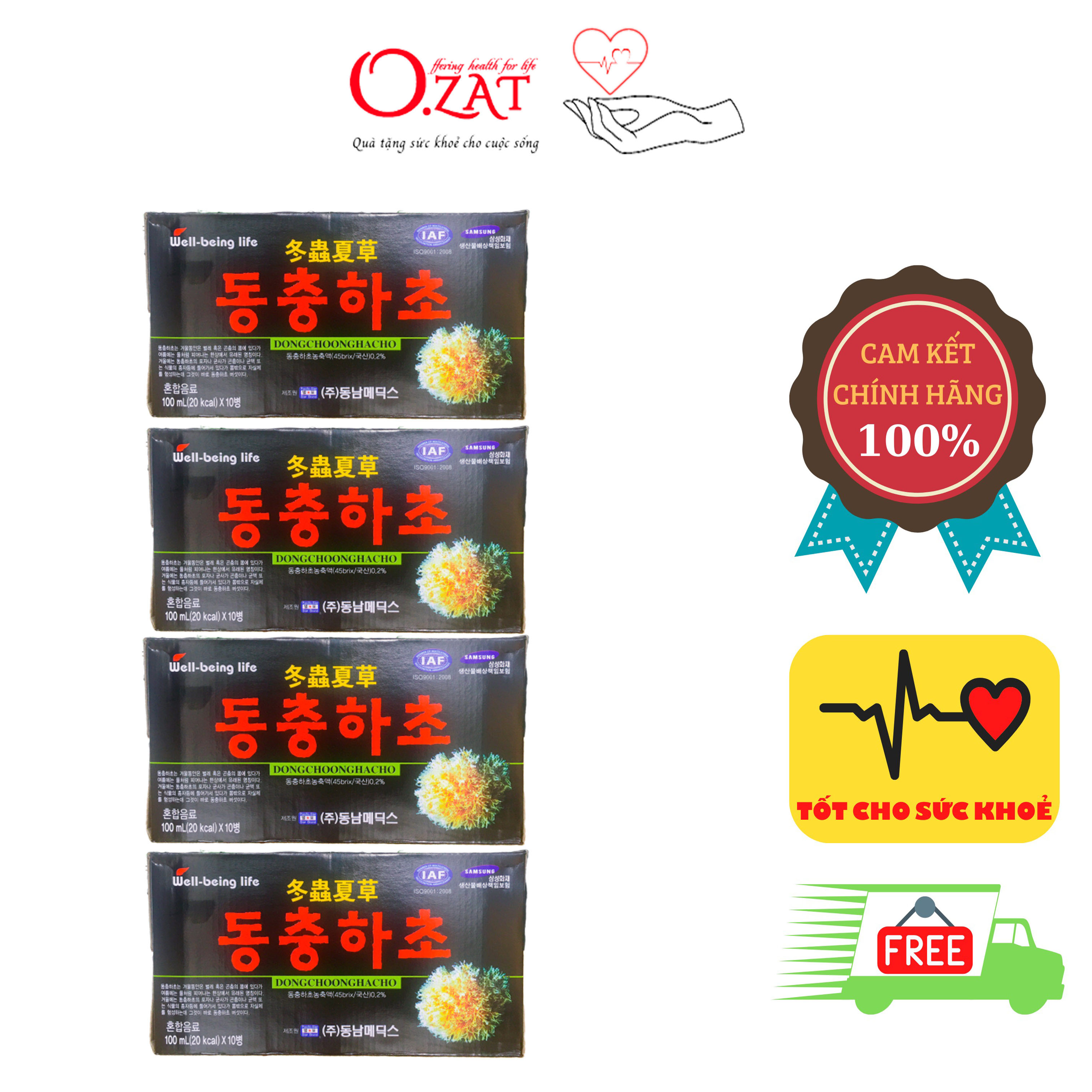[HCM]Combo 4 hộp nước đông trùng hạ thảo Hàn Quốc - 40 chai