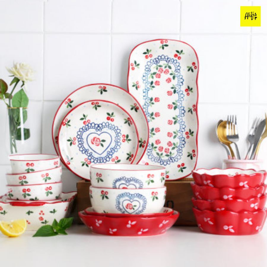 Bát Đĩa Đẹp Phong Cách Hàn Quốc Họa Tiết Cherry