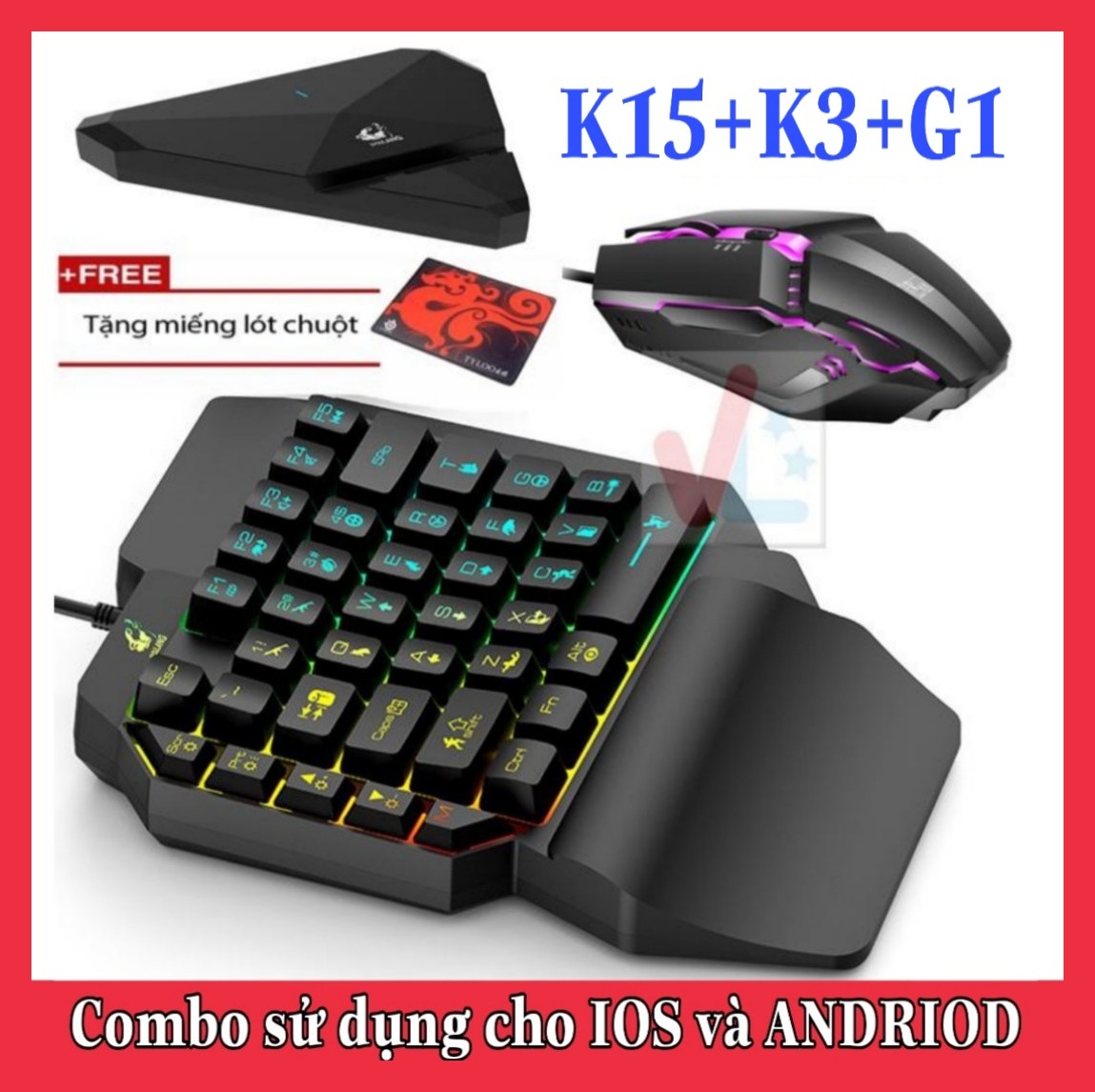 [HCM]B.àn Ph.ím K15 + Ch.uột K3 + H.ộp Ch.uyển Đ.ổi G1 (COMBO TRỌN BỘ) chơi game PUBG Mobile cho Android IOS iPad như PC - VL