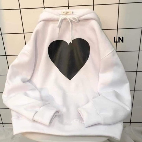 Áo hoodie nỉ cotton trái tim to LN12