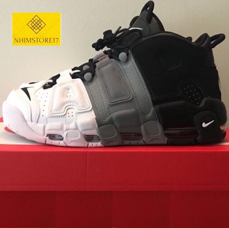 (Full box + Tặng móc khóa) Giày thể thao AIR UPTEMPO Đen Xám Trắng