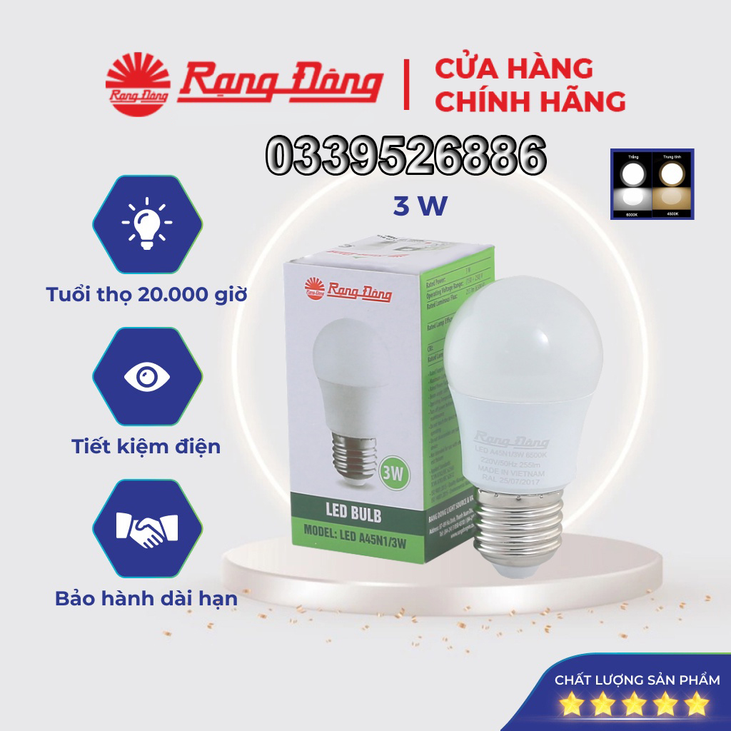 Bóng đèn LED bulb 3W Rạng Đông - SAMSUNG ChipLED