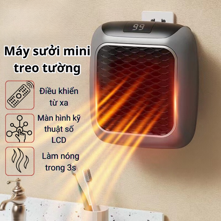 Mini Heater, Smart Wall-Mounted Bedroom Heater with Control and Safety Shut-Off Timer.