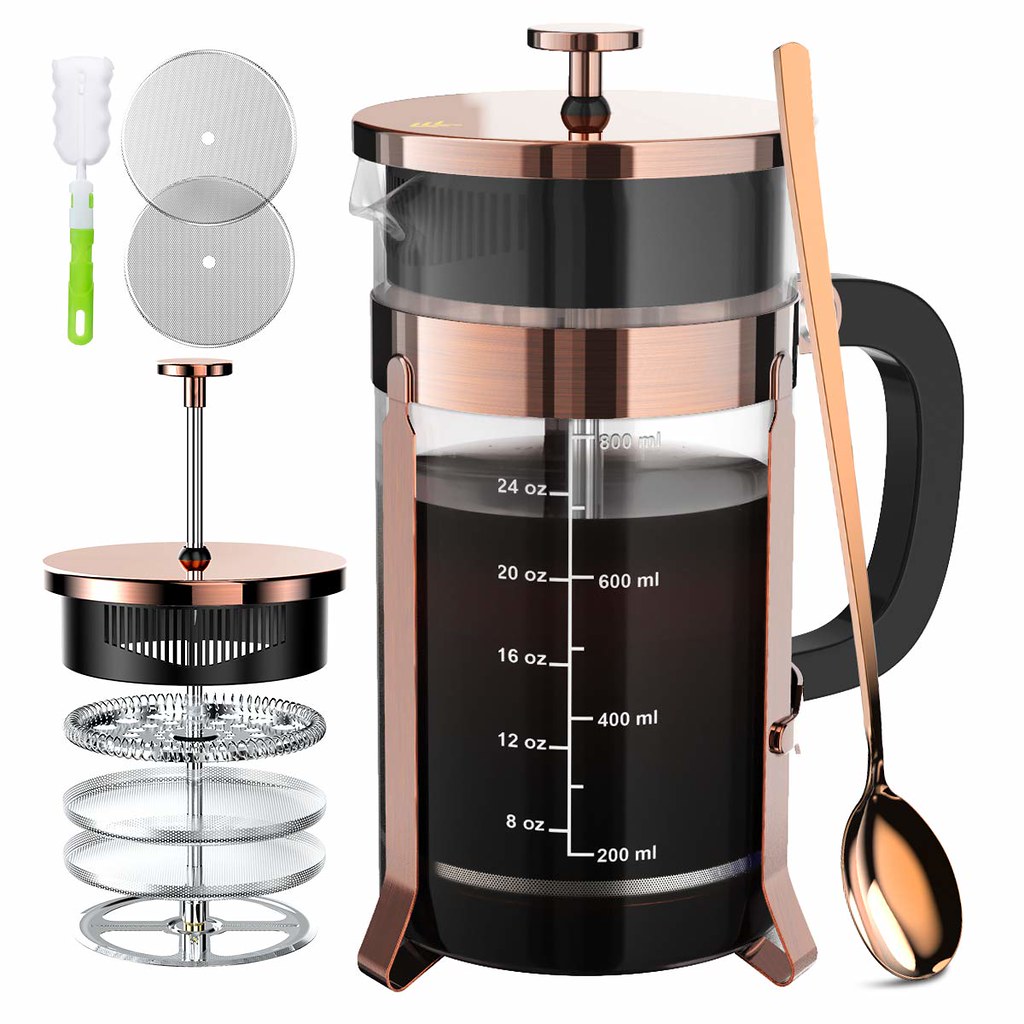 Bình Pha Cafe Kiểu Pháp 350ml (Bạc) - Bình pha cà phê french press - Dùng để pha trà hay cà phê theo phương pháp French press ép cà phê - Thiết kế tinh gọn, hiện đại - Chất liệu cao cấp