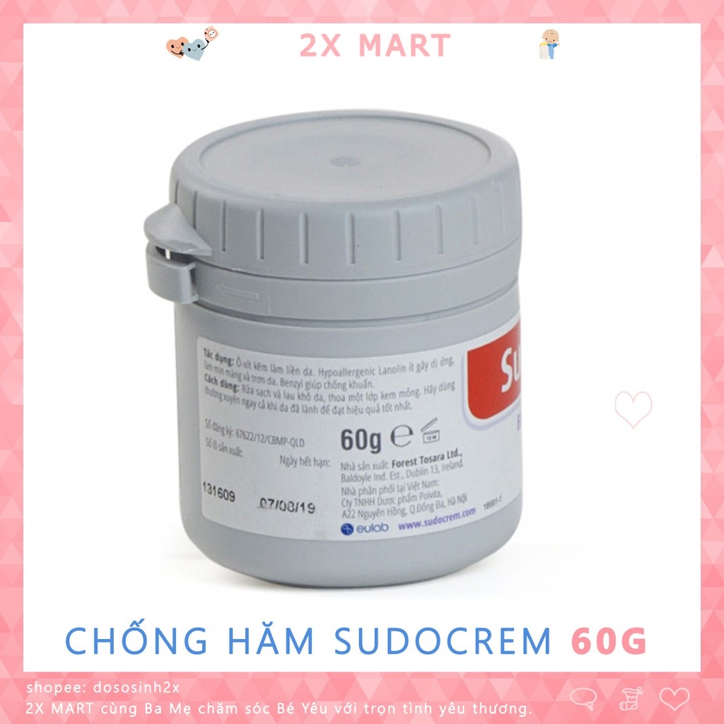 Kem hăm Sudocem 60g của Anh. Kem chống hăm tã bỉm cho bé thu nhỏ lỗ chân lông - 2X MART