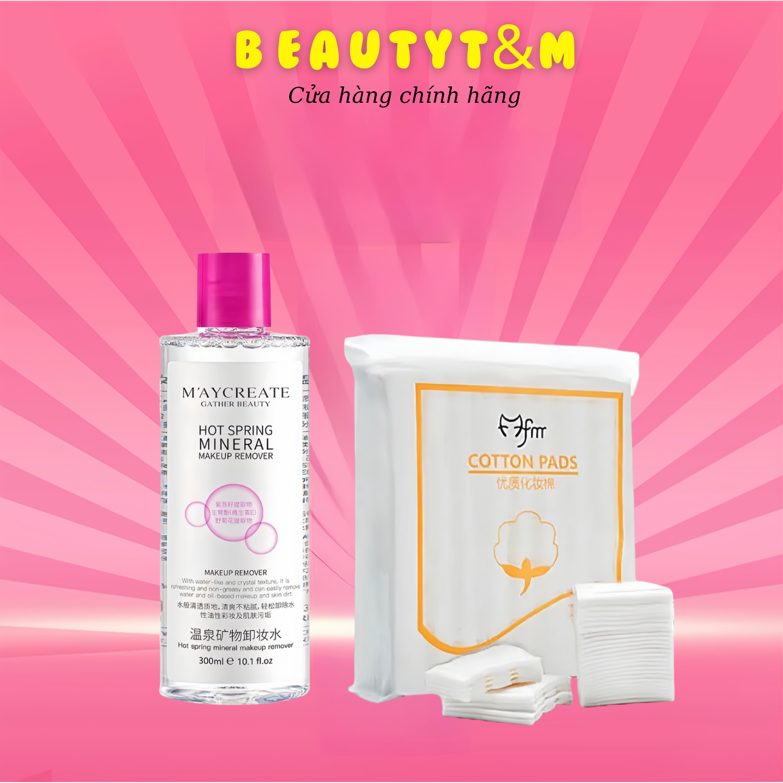 Nươc tẩy trang maycreate 300ml + bông tẩy trang