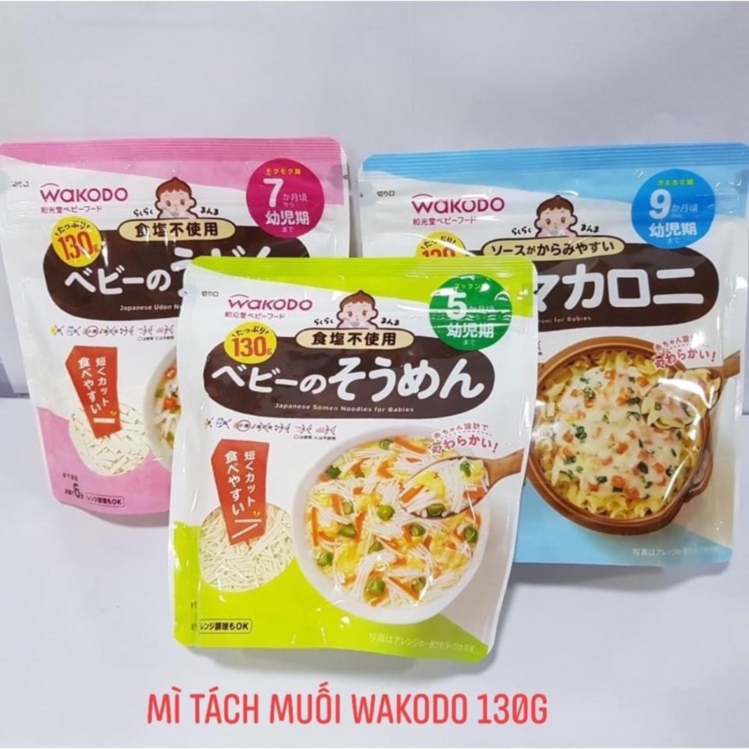 Mì somen/ udon/ nui xoắn Wakodo tách muối 130g