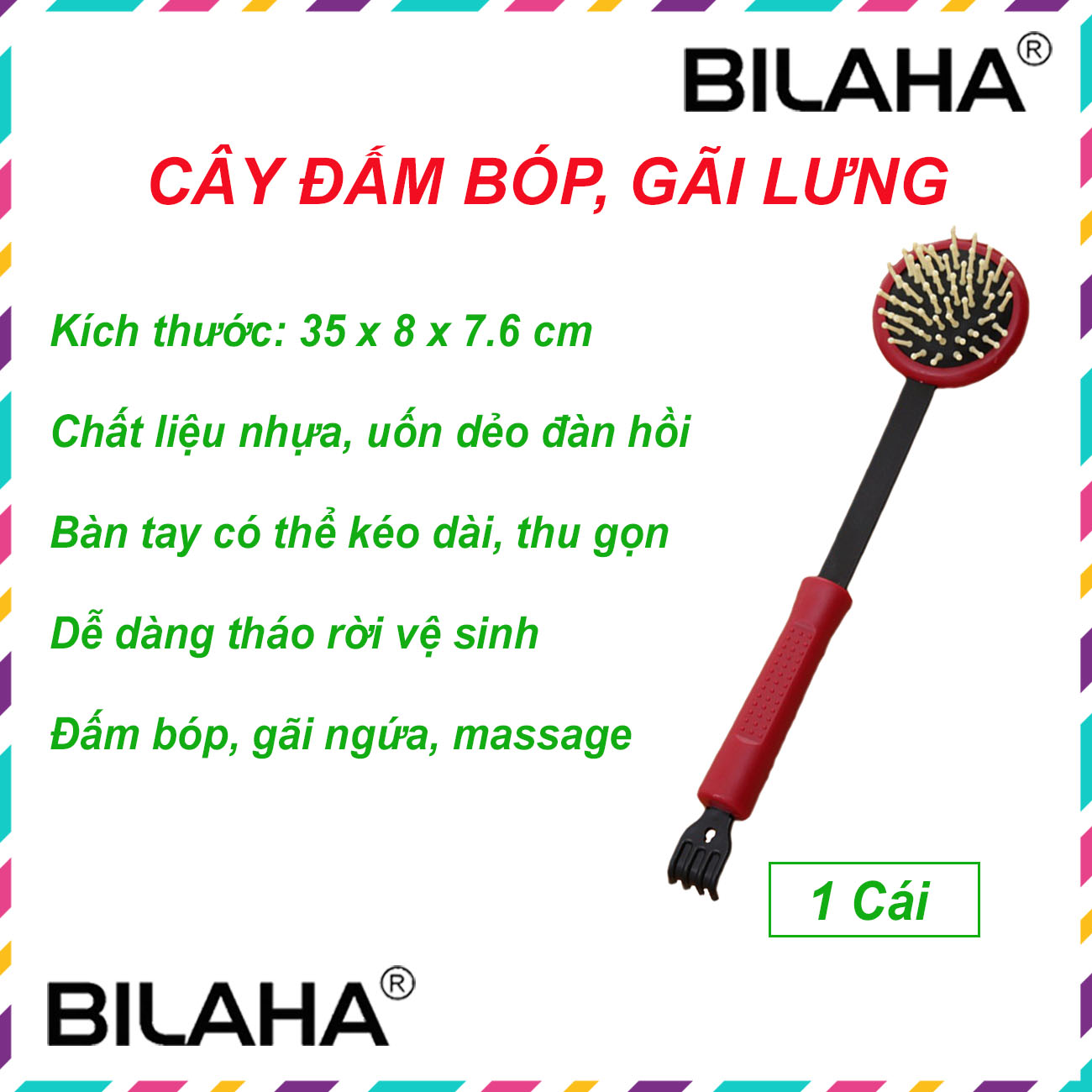 Gậy massage toàn thân 3in1 gãi lưng, massage đấm bóp, gậy đấm lưng, dụng cụ massage gãi ngứa