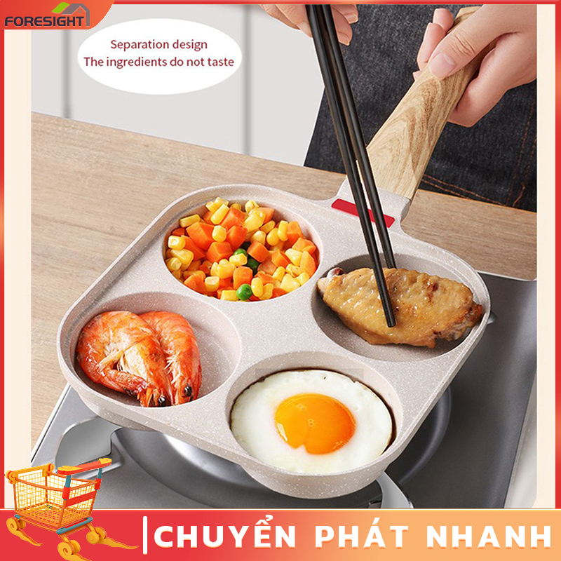Chảo rán 4 lỗ Chảo Omelet dày chảo Bít Tết bánh kếp trứng chống dính FO