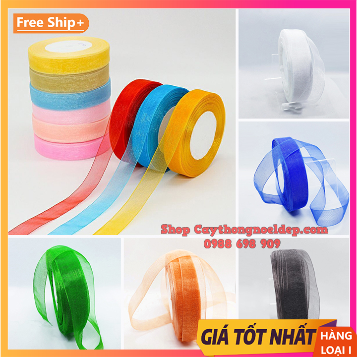 (Sỉ Cuộn 45m) Ruy băng voan bản rộng 2cm loại đẹp Hàn Quốc