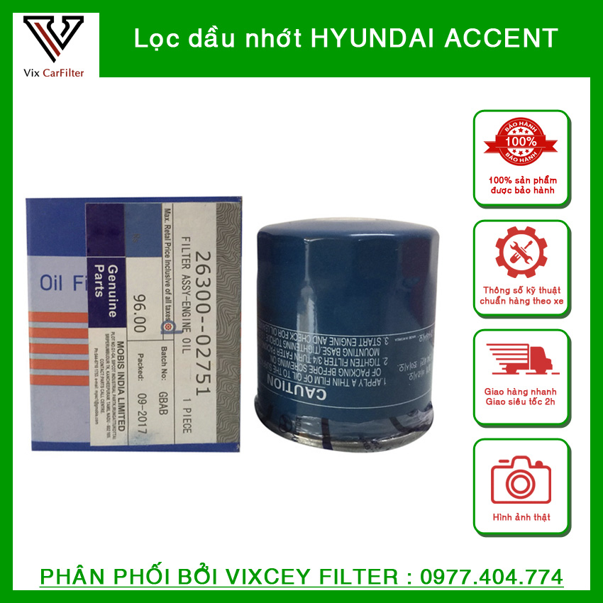 Lọc dầu (lọc nhớt) Accent. Đủ các đời từ 2011 đến 2022. (HYD) Giá 43,000 Đồng*Miễn phí vận chuyển