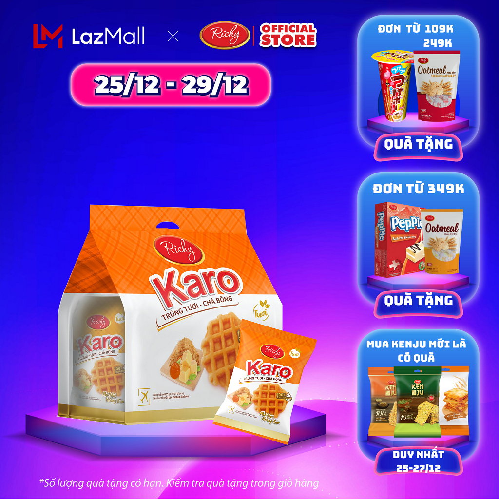 [SALE CUỐI NĂM 25-29/12] Bánh Karo vị Phô Mai Hoàng Kim trứng tươi - Chà bông 6 bánh