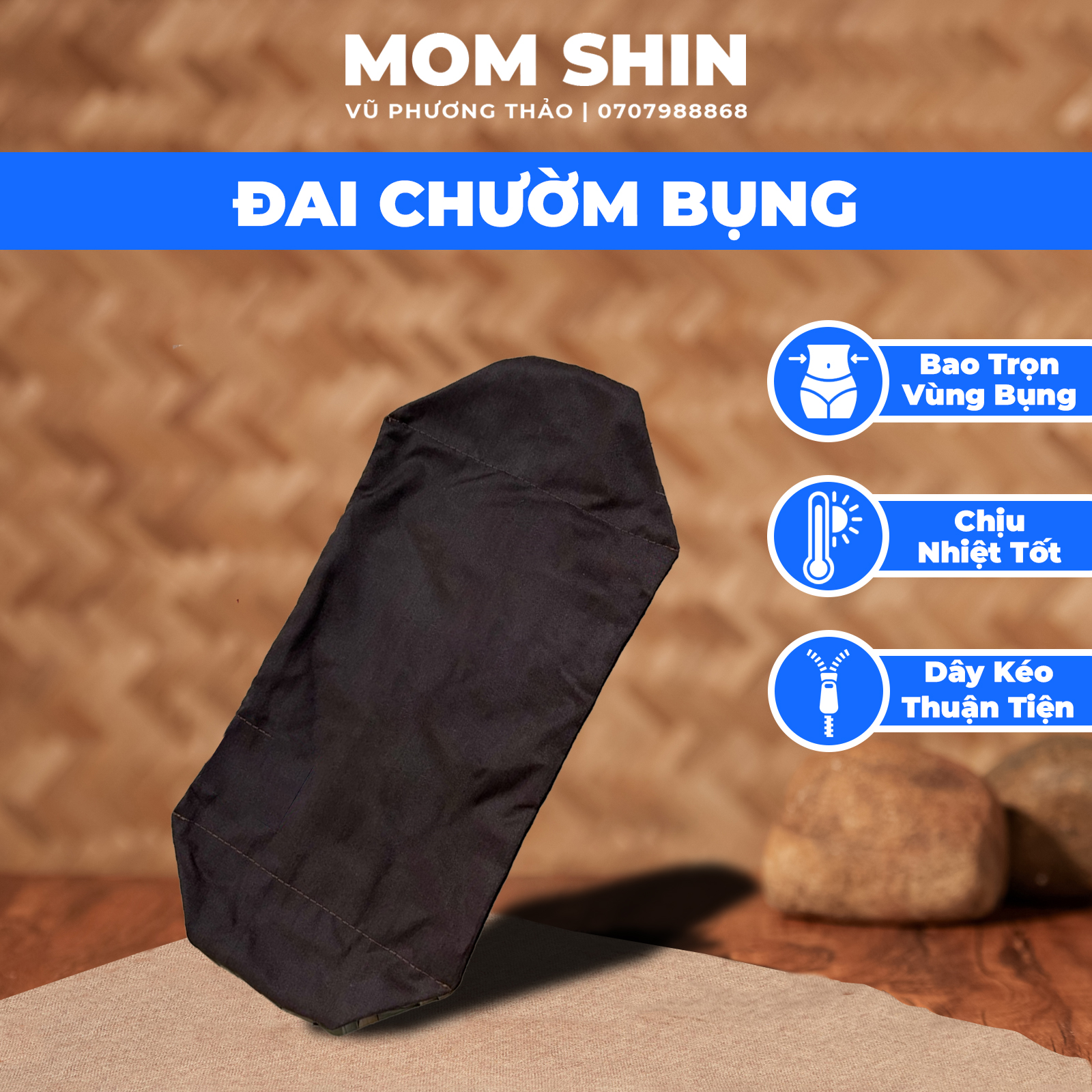 Đai chườm lẻ | sử dụng kèm muối thảo dược chườm eo bụng | vũ phương thảo mom shin | shop mẹ thảo | ở cữ mẹ shin min | momshin