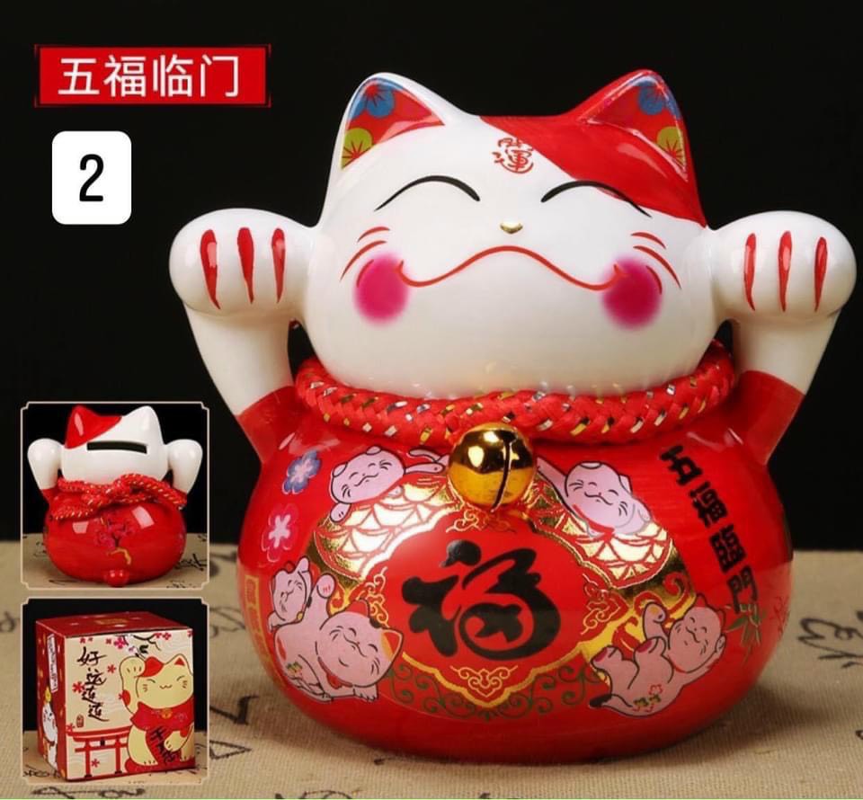 Mèo thần tài vẫy 2 tay đem lại may mắn, hạnh phúc, tài lộc cho gia chủ- Tặng kèm Mèo thần tài dán ốp điện thoại