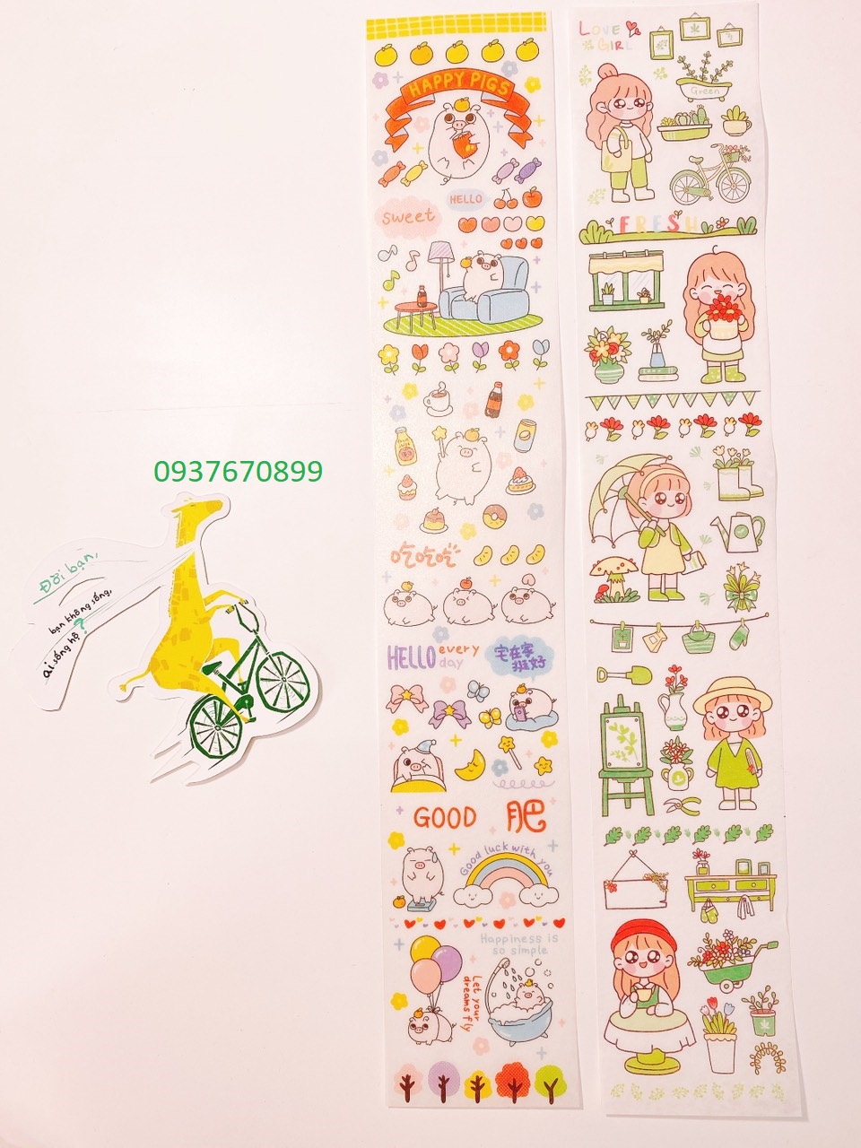 [HCM]Combo 2 tấm Sticker họa tiết nhân vật hoạt hình Nhật Bản- kích thước 35 x 5 cm- khoảng 100 sticker- mẫu ngẫu nhiên