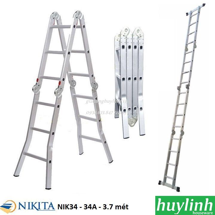 Thang nhôm gấp 4 đoạn 3 bậc nikita nik34 - 3.7 mét