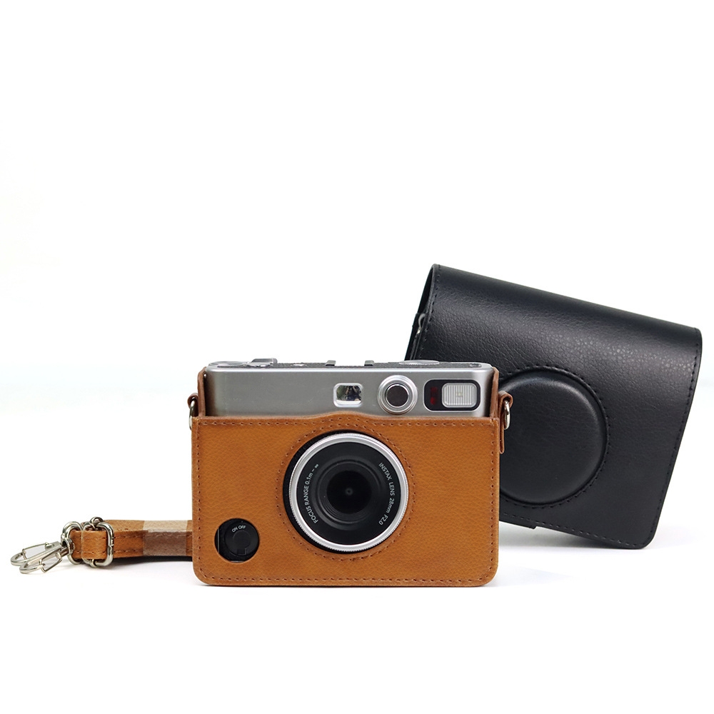 R Túi máy ảnh cho Fujifilm instax mini EVO với dây đeo vai PU da Bìa bảo