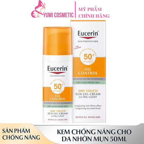Kem chống nắng cho da nhờn & mụn eucerin sun gel-cream dry touch oil control spf50+ 50ml