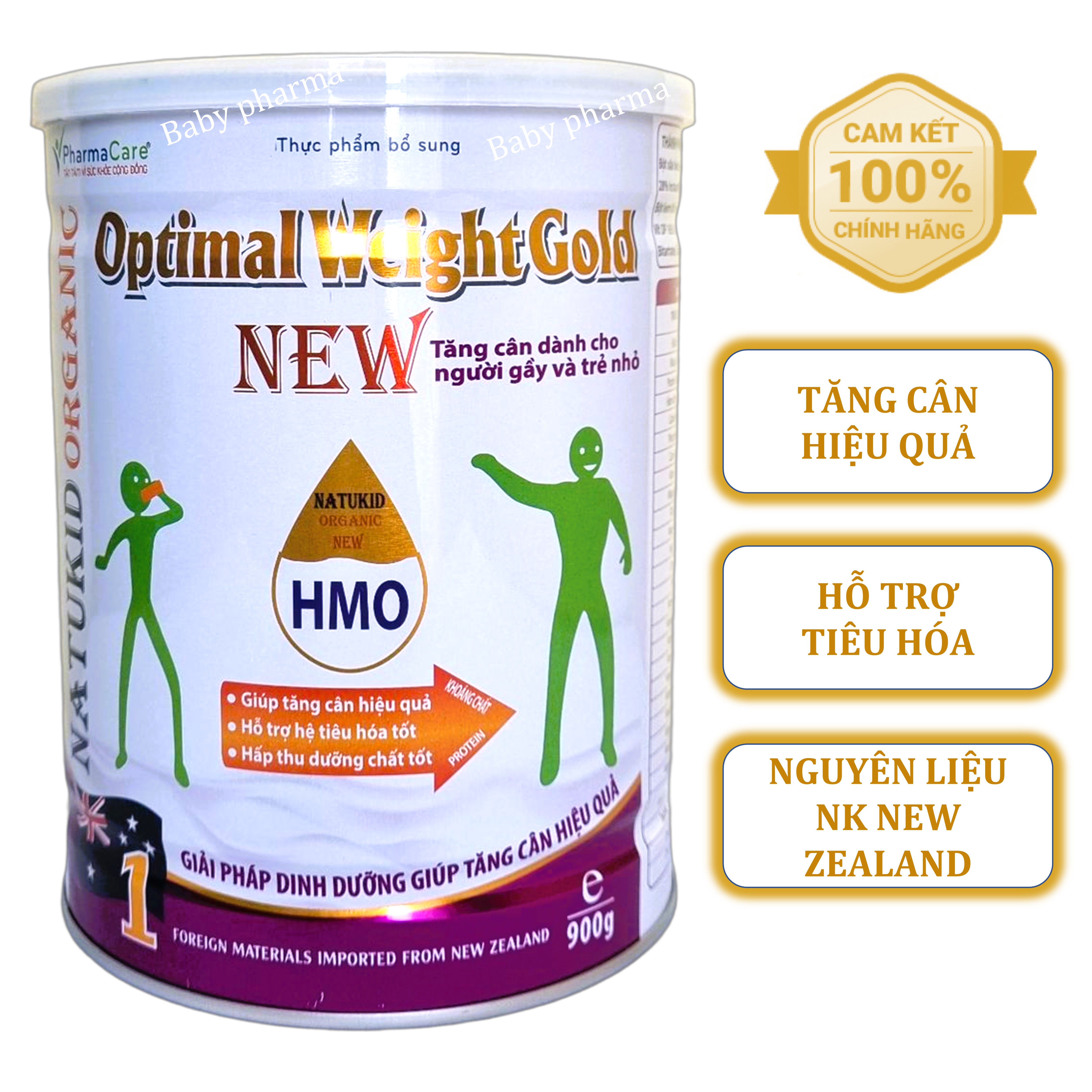 Sữa bột tăng cân hiệu quả cho người gầy và trẻ nhỏ Optimal Weight Gold lon 900g