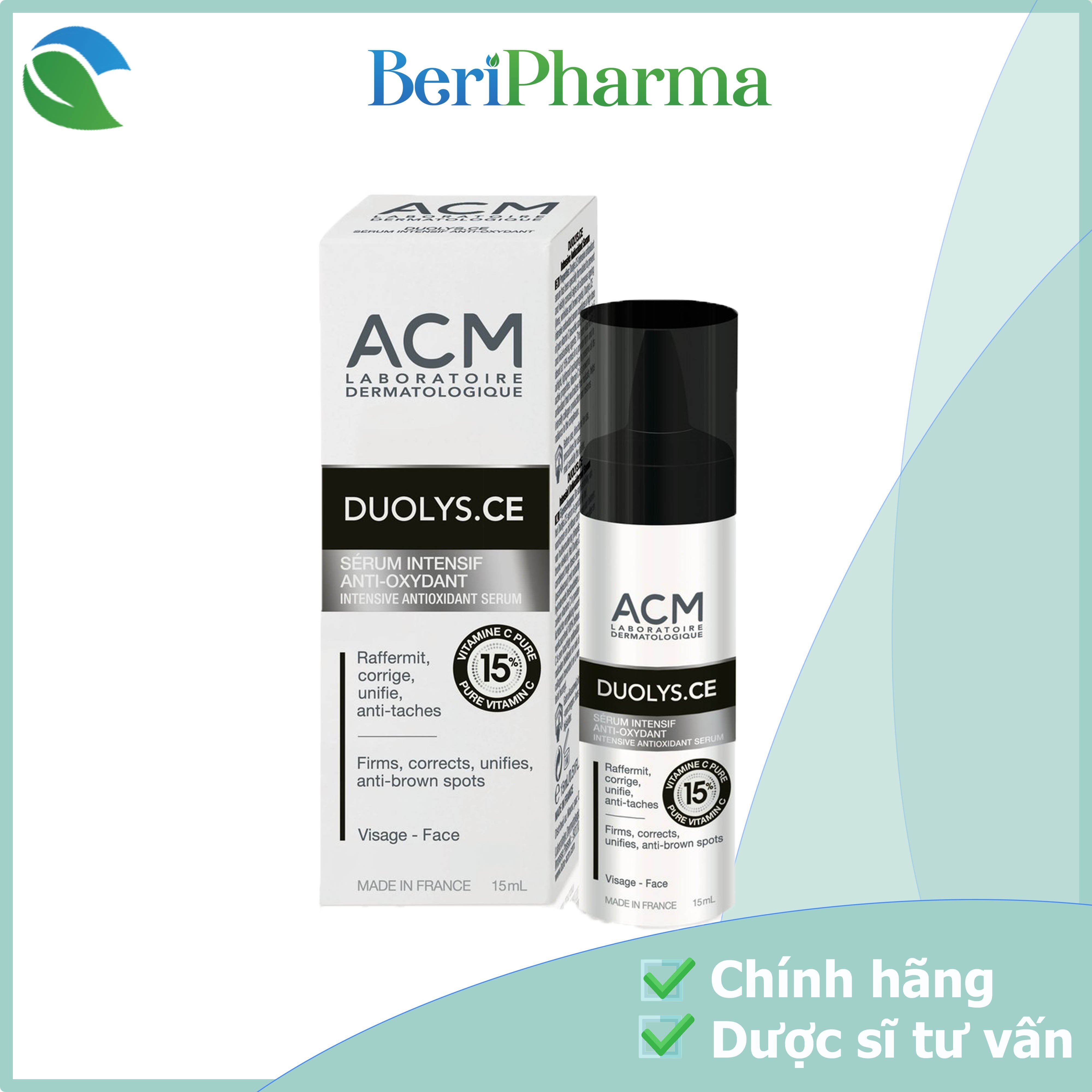 ✅ acm tinh chất dưỡng trắng, giảm thâm và chống lão hóa da duolys c.e. intensive anti-oxydant serum 15ml