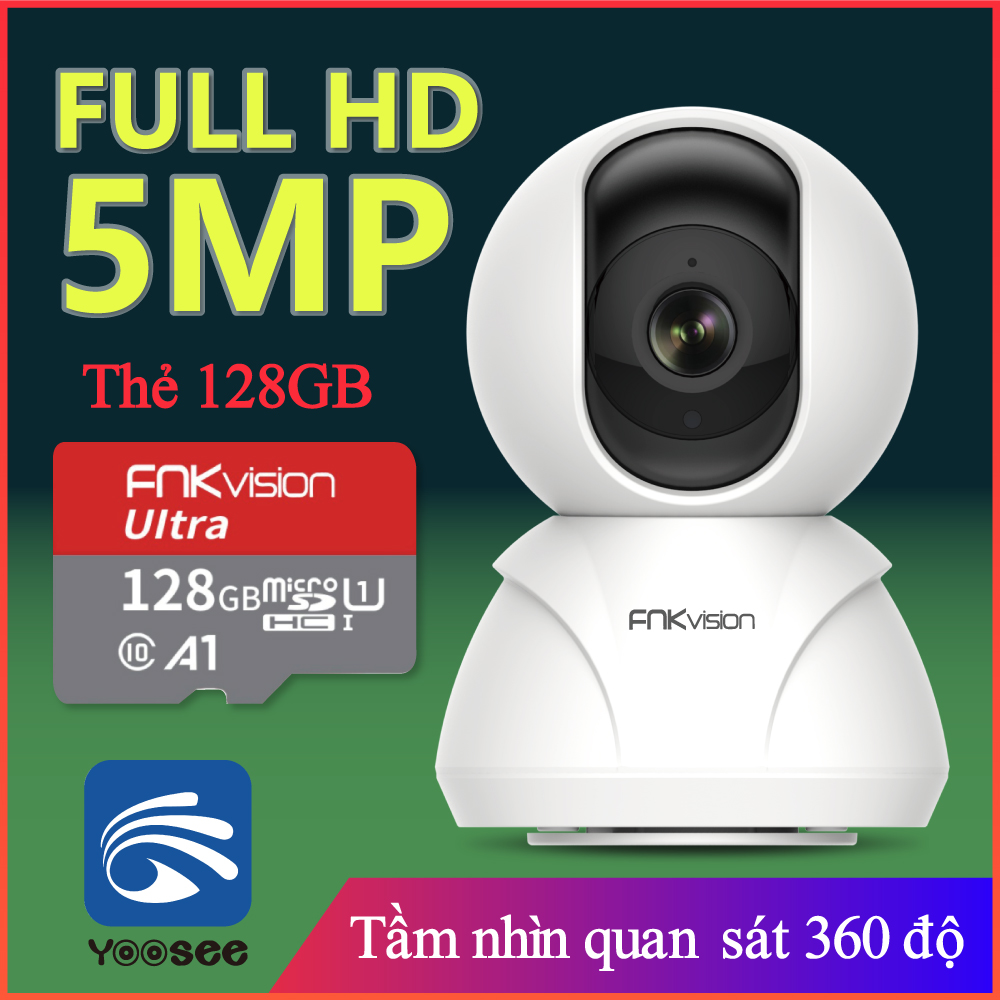 2k camera wifi fnkvision siêu nét yoo see 5mp 360° đàm thoại 2 chiều, - quan sát toàn cảnh