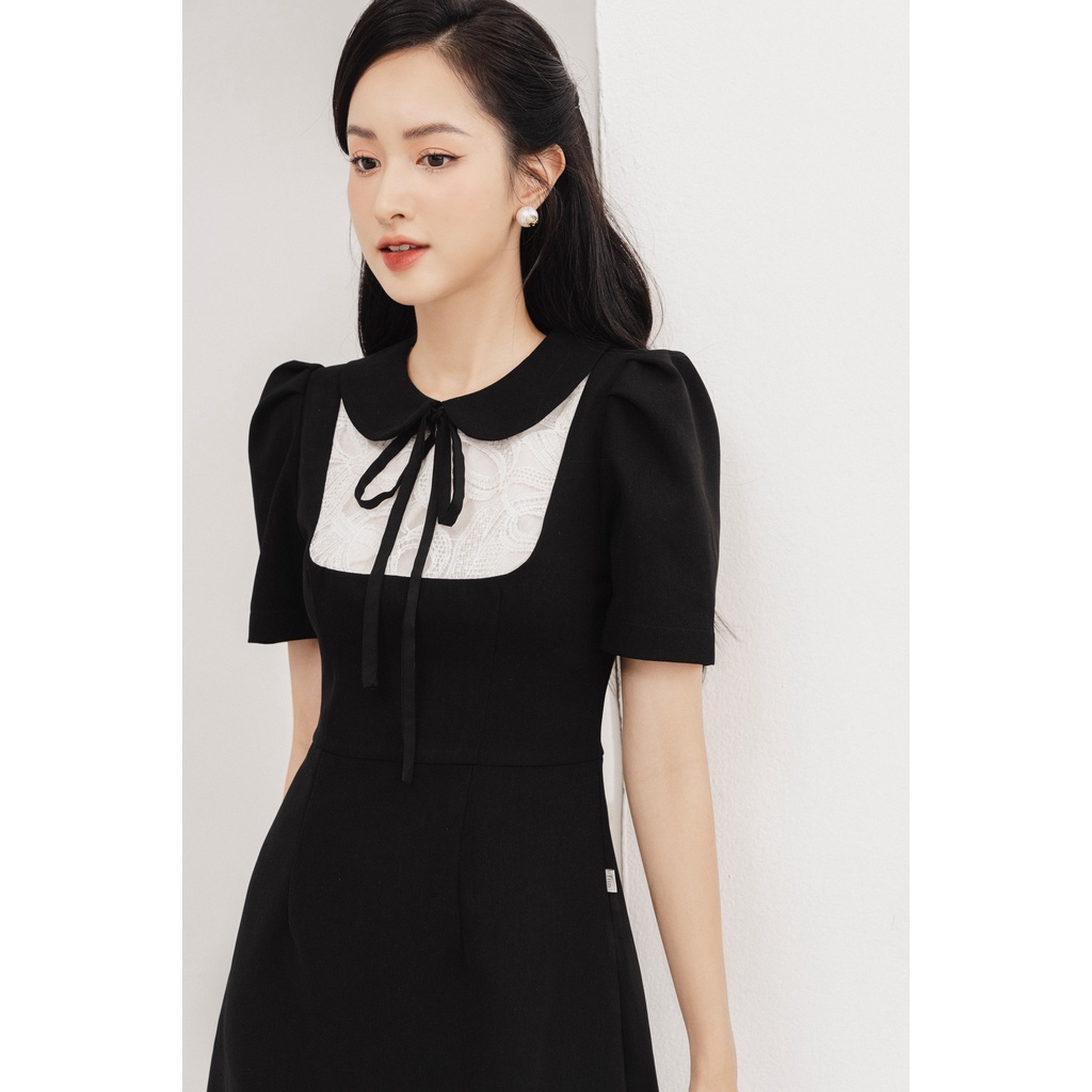 Váy cổ sen cúp phối ren thắt nơ tiinstore vhn749