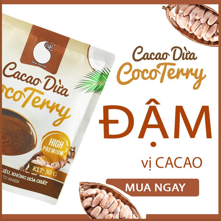 [HCM]Bột Cacao sữa dừa CocoTerry vị béo thơm đậm đà không hương liệu an toàn sức khỏe Gói 50g