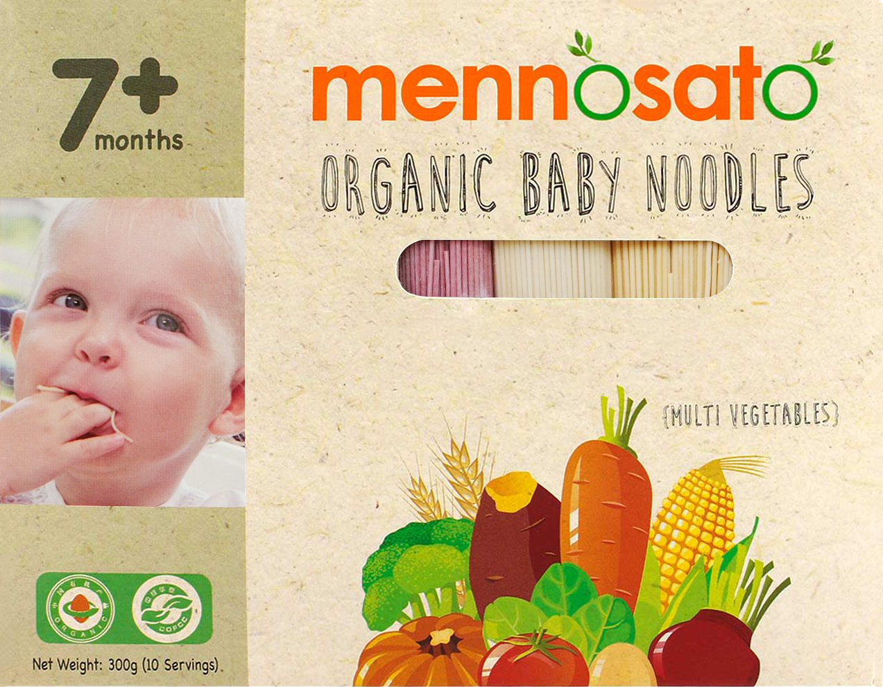 Mì rau củ hữu cơ cho bé vị hỗn hợp 300g mennosato organic baby noodles