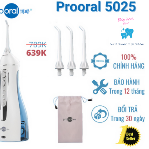 Máy Tăm Nước Prooral 5025 làm sạch răng miệng hiệu quả, đặc biệt cho người niềng răng và hôi miệng.