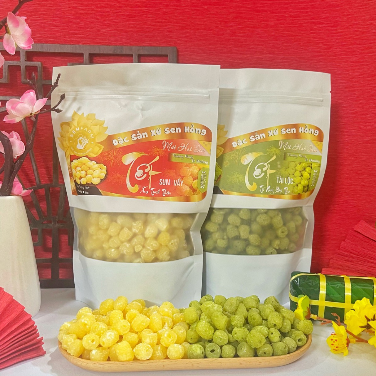 Combo 2 bịch mứt hạt sen 2 vị thượng hạng Senfarm