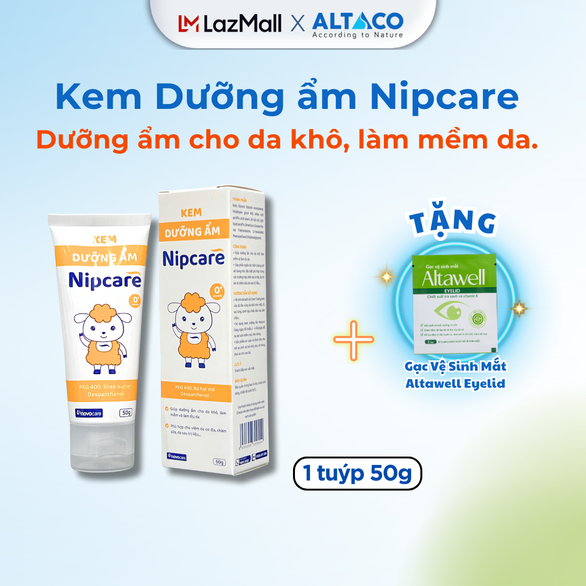  Kem dưỡng ẩm NIPCARE hỗ trợ dưỡng ẩm cho da khô làm mềm và làm dịu da 