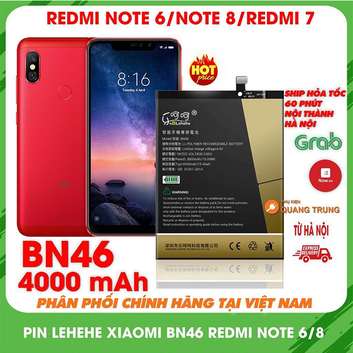 Pin lehehe BN46 dành cho xiaomi note6,note8 và redmi 7,bảo hành 6 tháng