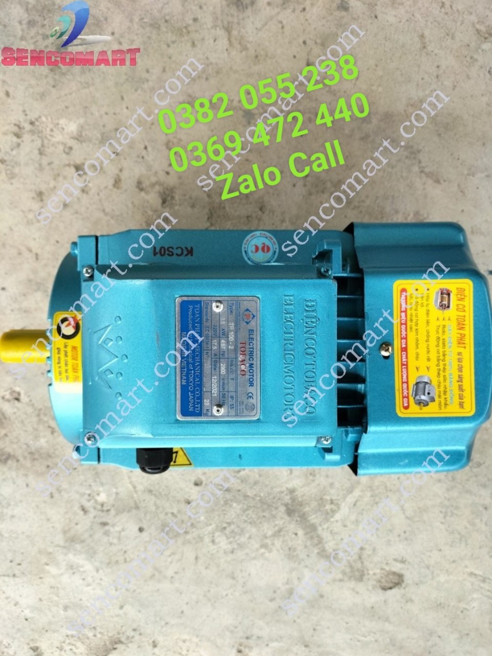 Motor điện cơ 220v 3,5kw(4,67 ngựa) 2900v/p, chính hãng bảo hành 12 tháng