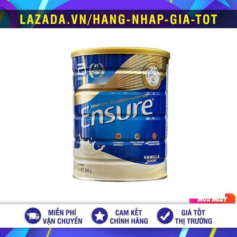 [ MẪU MỚI ] SỮA BỘT ENSURE ÚC HƯƠNG VANI 850G DÀNH CHO NGƯỜI SUY NHƯỢC CƠ THỂ NGƯỜI LỚN TUỔI