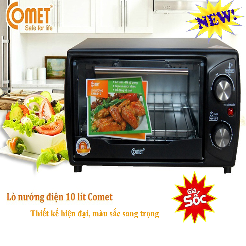 Bếp nướng điện Lò Nướng Điện Đa Năng Comet CM6510 (10L) Tùy chỉnh hoạt động với 4 mức công suất ứng với 4 nhiệt độ nướng khác nhau Vỏ ngoài Lò nướng điện 10 lít Comet CM6510 làm bằng kim loại dễ vệ sinh. BH 1 Năm