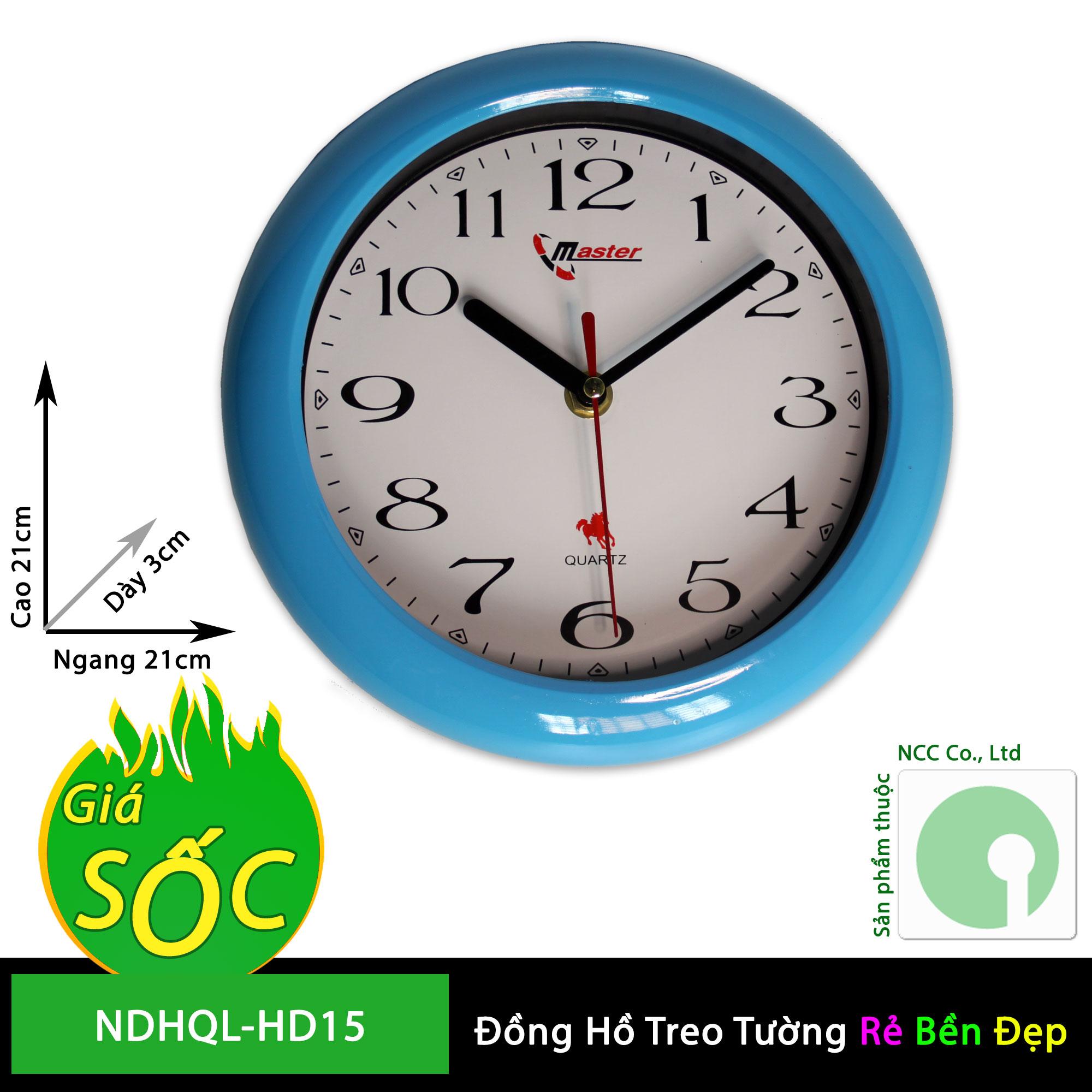 Đồng hồ treo tường - mặt tròn nền trắng - NDHQL-HD15 (Khung nền trắng)