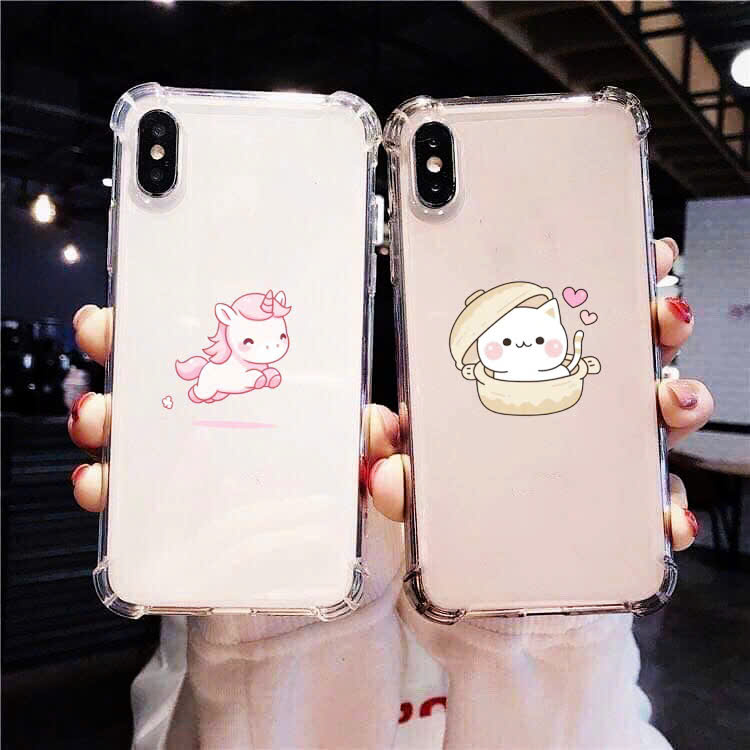 Ốp Lưng dành cho iPhone Mèo & Kỳ lân cute Chống Sốc, Trong Suốt Bảo Vệ Camera 6s/7/8/Plus/X/XS/11/12/13/14/15/16/Pro/Max