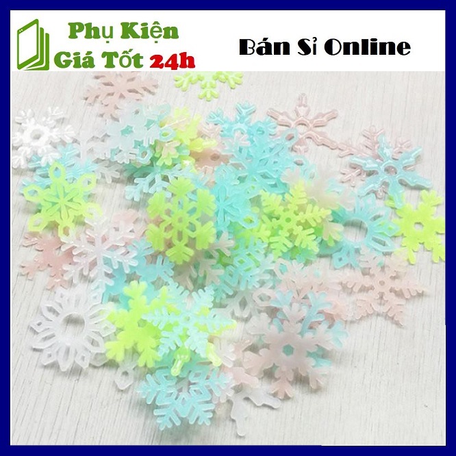 ⚡ Sét 50 Bông Tuyết Dạ Quang Phát Sáng trong đêm - Bộ 50 Sticker Hình Bông Tuyết Dạ Quang Dán Tường Trang Trí ⚡