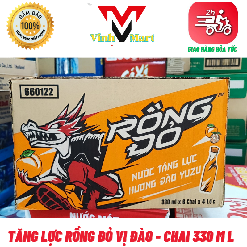 Rồng đỏ vị đào chai thùng 24 chai 330 ml