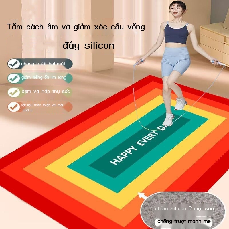Nhà Silicon Dây Nhảy Cách Âm Sàn Trong Nhà Thảm Tập Yoga Đầu Giường Chăn Chống Trơn Trượt Chống Tắt Tiếng cầu Vồng Sàn