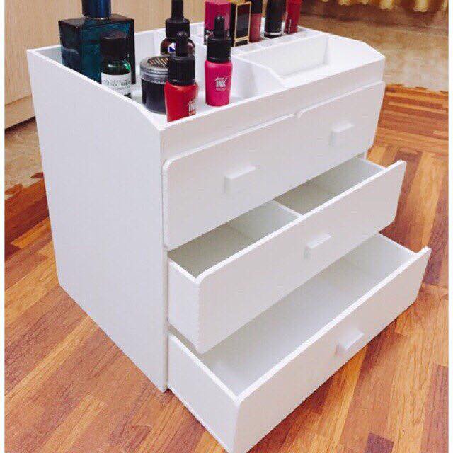 Kệ đựng mỹ phẩm đựng trang điểm 4 tầng white