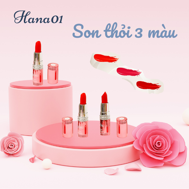 Son lì Riori Hàn Quốc mẫu mới 3 màu, son môi nữ dạng thỏi sang chảnh