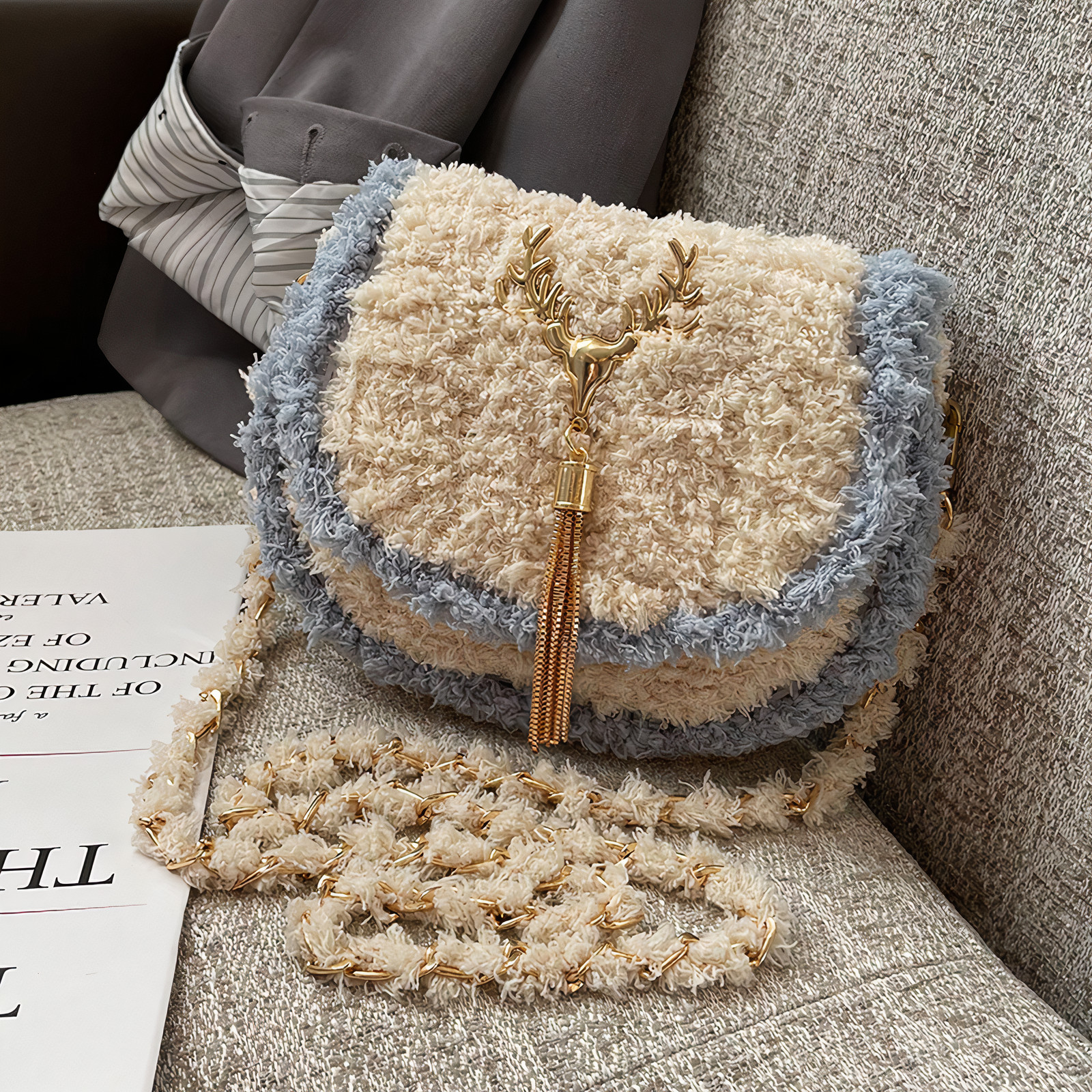 Túi đeo chéo tự đan handmade thời trang dáng yên ngựa - Phụ kiện đan túi HAVAKI