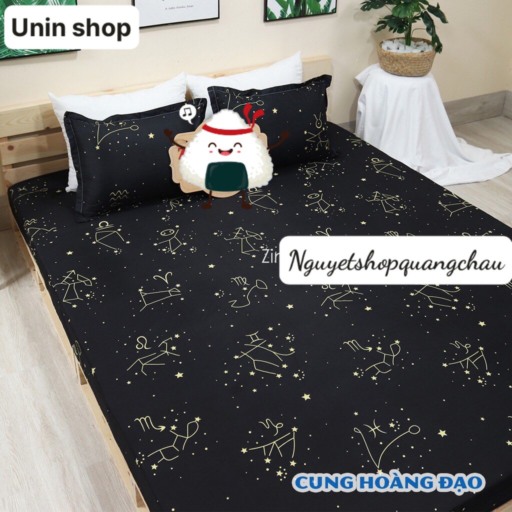 (Siêu rẻ) Ga bọc nệm, drap bo chun kích thước m6/m8 mẫu Cung Hoàng đạo siêu đẹp chất Poly - Ga giường bọc bảo vệ đệm, kèm 2 vỏ gối
