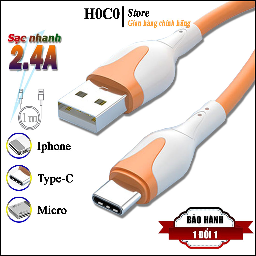 Cáp sạc nhanh iphone dây sạc samsung type c micro usb 1m