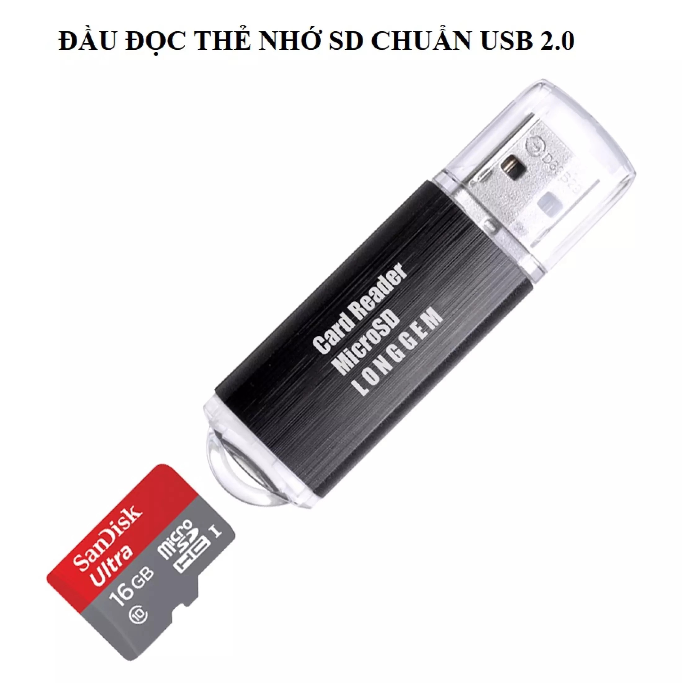 Đầu đọc thẻ nhớ micro SD tốc độ cao, vỏ nhôm siêu nhẹ chuẩn USB 2.0