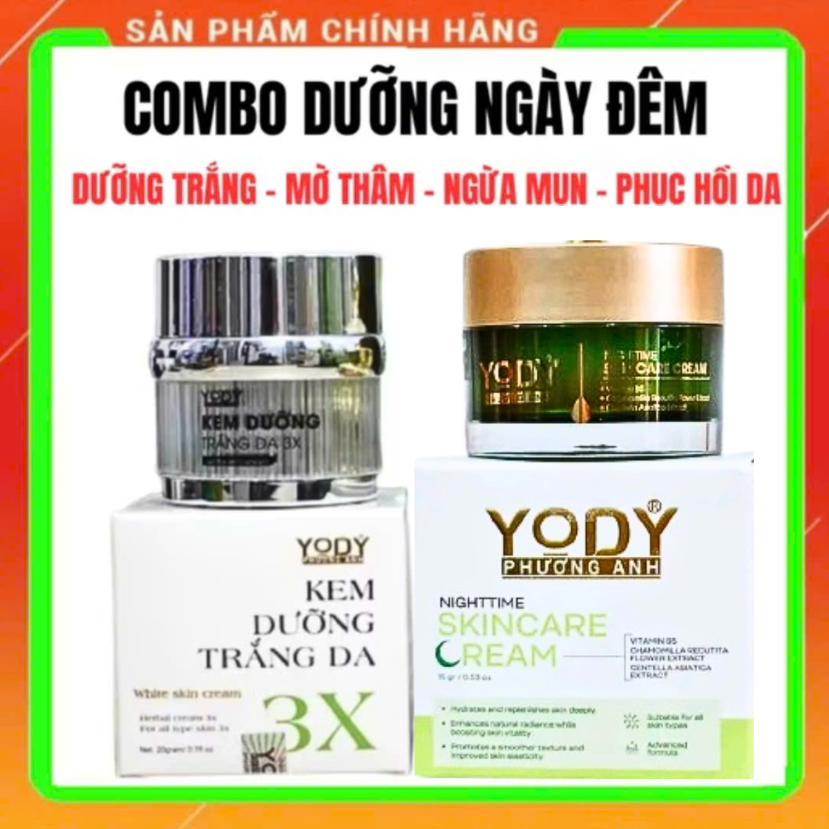 Yody Phuong Anh Day and Night Cream Combo - Yody Phuong Anh 3X Skin Whitening Cream + Yody Phuong Anh Su Skin Night Cream