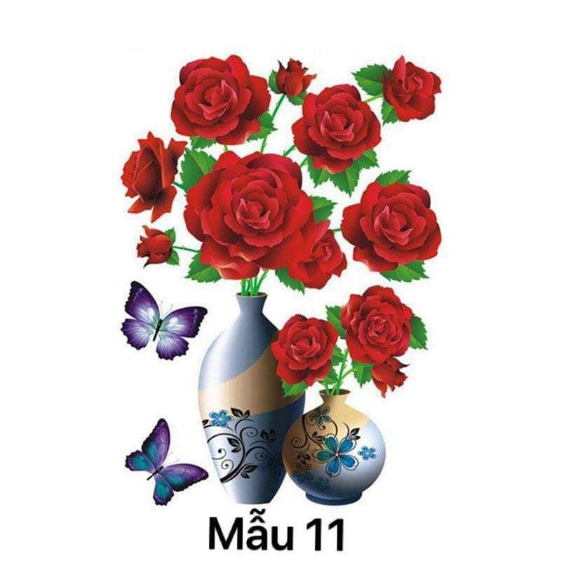 Decal 3D Bình hoa tranh nổi trang trí tết 2022 (12 mẫu)-Bình Hoa 11