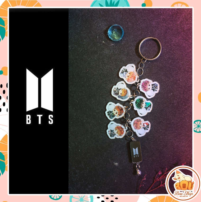 Móc khóa dây acrylic mica bts chibi kpop idol mẫu 2